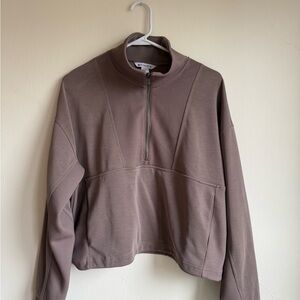 Athleta Tan Quarter-Zip Pullover - Seasoft Rib 1/4 Zip Popover in Pyrite